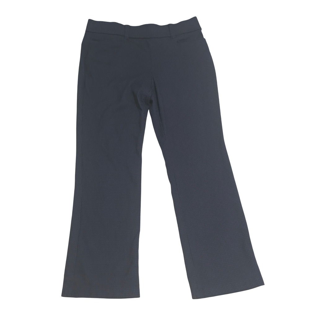 Maunces Womens Navy Blue Geometric Diamond Knit Straight Leg Dress‎ Pants Sz L